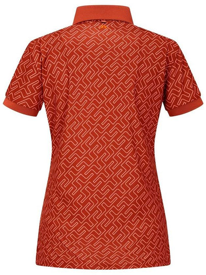 Size S Orange Tour Tech Print Golf Short Sleeve PK - J.LINDEBERG - BALAAN 2