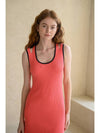 Caisienne slim fit sleeveless slit unbalanced knit dress_coral - CAHIERS - BALAAN 2