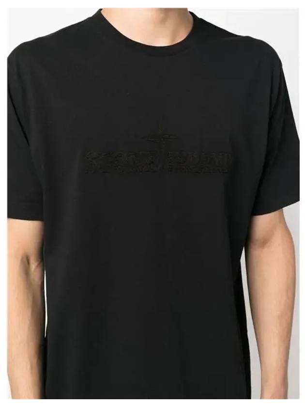 Men's Logo Short Sleeve T-Shirt Black - STONE ISLAND - BALAAN 3