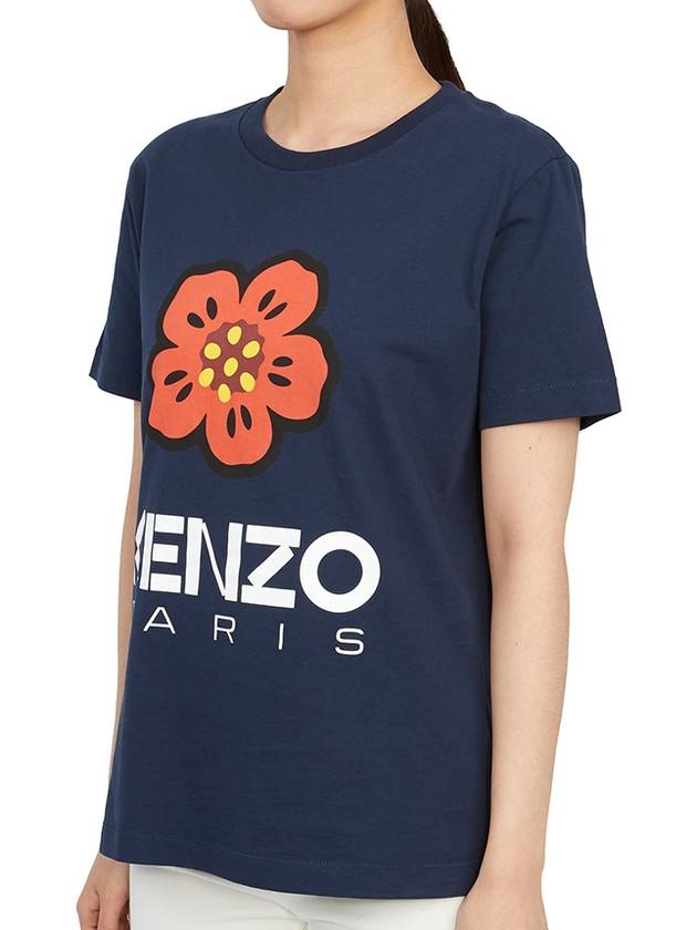 Women's Boke Flower Loose Fit Cotton Short Sleeve T-Shirt Navy - KENZO - BALAAN 3