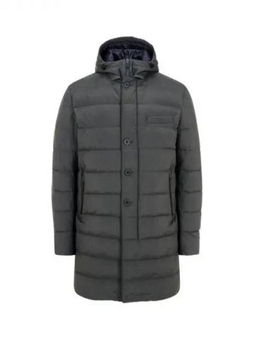 Men s hooded biv goose down padded coat charcoal 271108 - HERNO - BALAAN 1