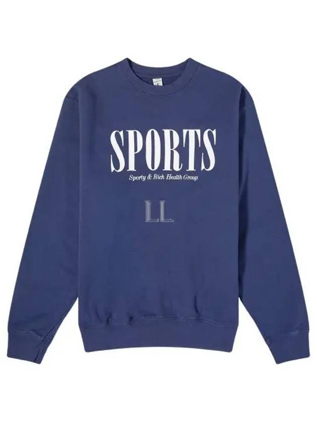 Graphic Print Cotton Sweatshirt Navy - SPORTY & RICH - BALAAN 2