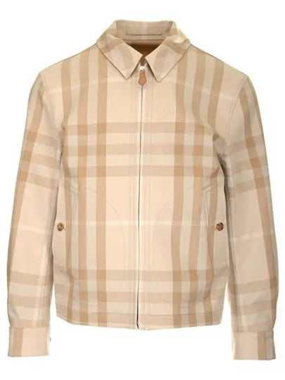 Men's Reversible Check Cotton Collar Zip-Up Jacket Beige - BURBERRY - BALAAN 2