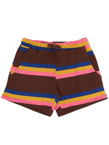 Kids Striped Shorts 2323011016 BROWN - MINI RODINI - BALAAN 1