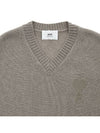 De Coeur V-Neck Wool Knit Top Beige - AMI - BALAAN 4