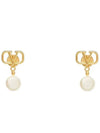 Swarovski Pearl V Logo Earrings 5W0J0E36 UXM 0O3 - VALENTINO - BALAAN 1