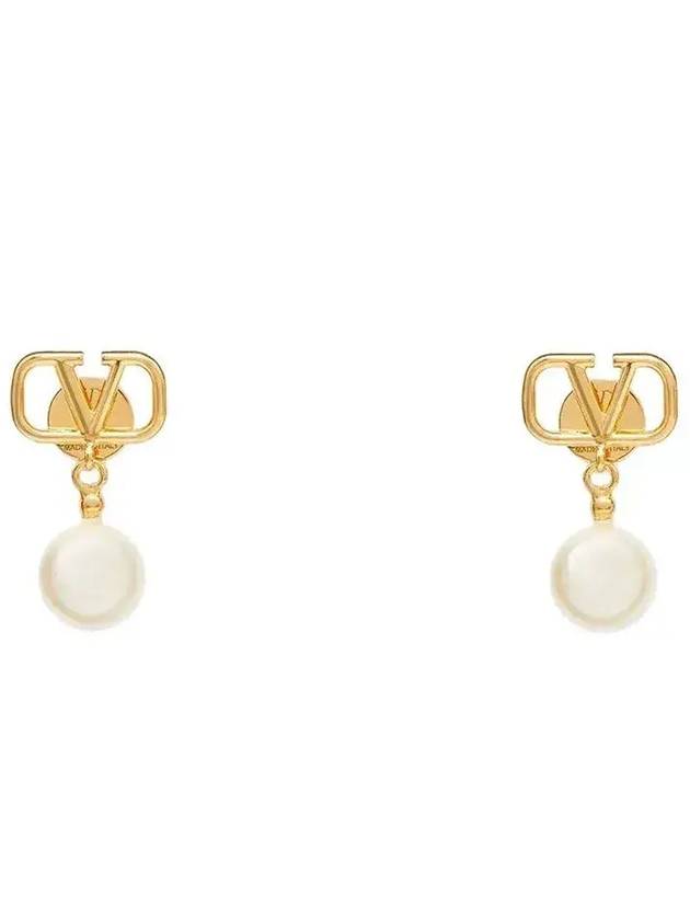 Swarovski Pearl V Logo Earrings 5W0J0E36 UXM 0O3 - VALENTINO - BALAAN 1