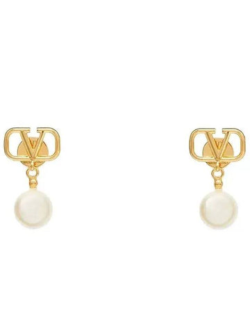 Swarovski Pearl V Logo Earrings 5W0J0E36 UXM 0O3 - VALENTINO - BALAAN 1