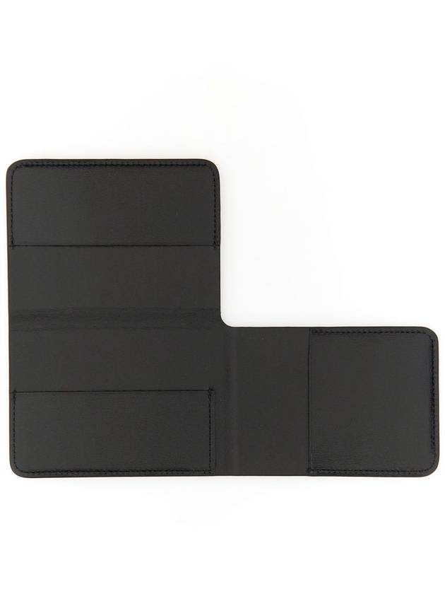 Nappa Leather Logo Folded Card Wallet Black - JIL SANDER - BALAAN 4