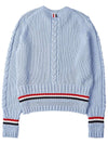 Men's Cable Stitch Merino Striped Wool Knit Top Light Blue - THOM BROWNE - BALAAN 3