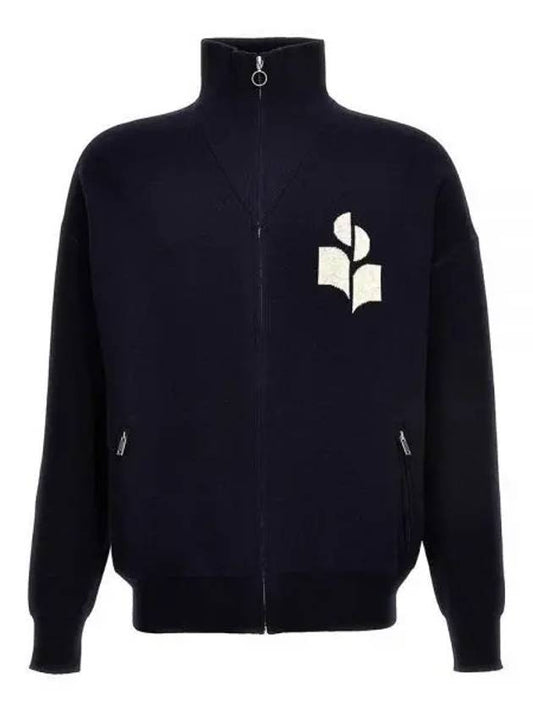 Logo High Neck Knit Zip-Up Cardigan Midnight - ISABEL MARANT - BALAAN 2