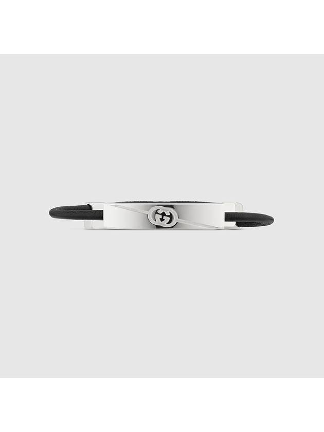 Diagonal Interlocking G Bracelet Silver Black - GUCCI - BALAAN 3