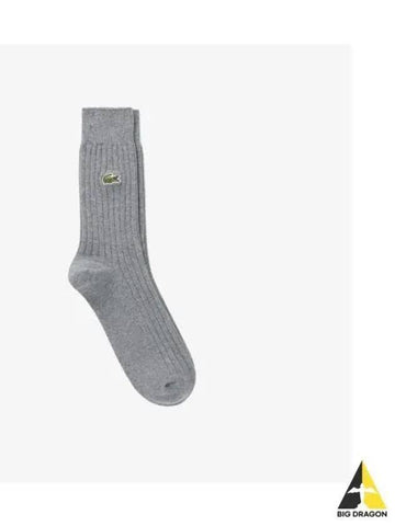 Men s Basic Rib Tissue Gentleman Socks Melange Gray - LACOSTE - BALAAN 1