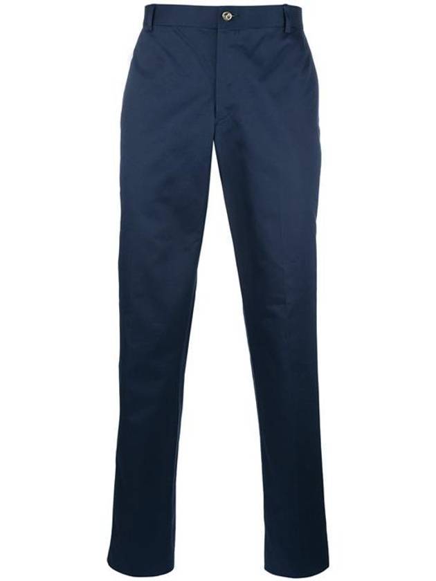 Cotton Chino Straight Pants Navy - THOM BROWNE - BALAAN.