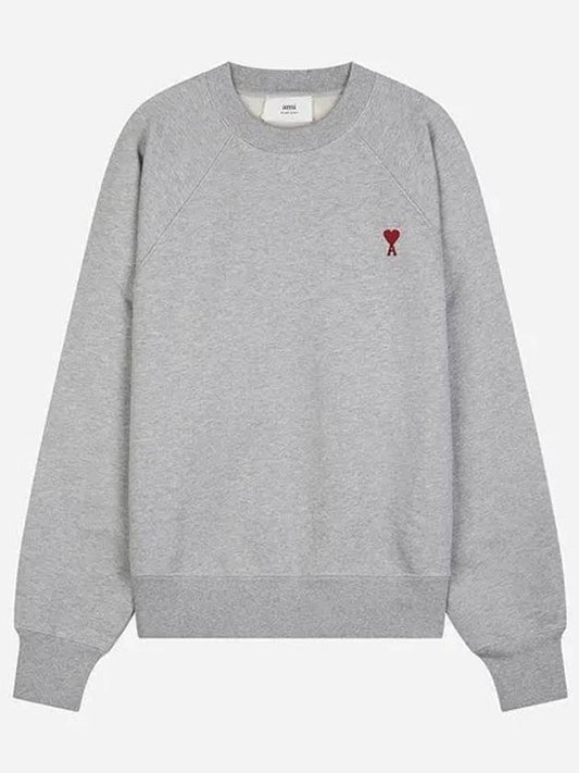 Cotton Heart Logo Sweatshirt Grey - AMI - BALAAN 2