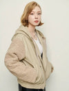 e Women's Shearling Leather Hooded Jacket Beige - PRETONE - BALAAN 1