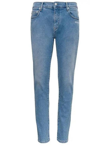 Men's Diag Pocket Skinny Jeans Blue - OFF WHITE - BALAAN.