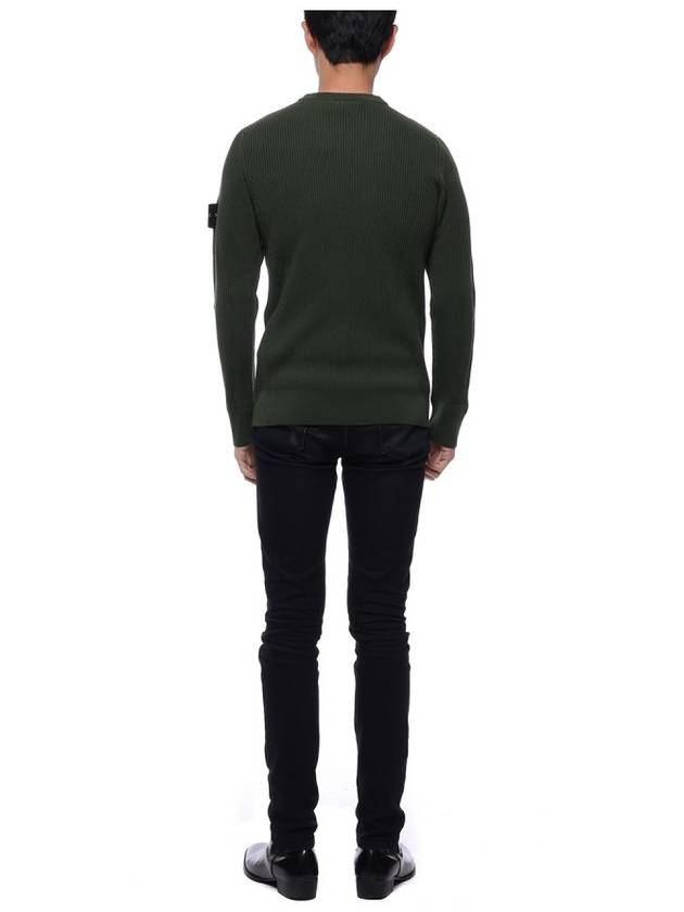 Wappen Patch Crew Neck Ribbed Wool Knit Top Green - STONE ISLAND - BALAAN 6