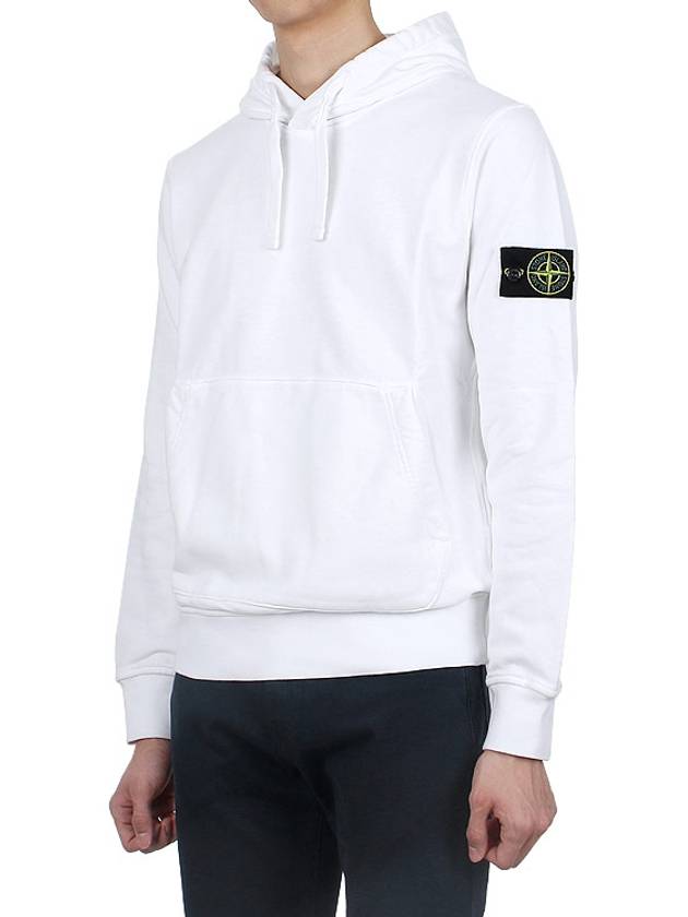 Logo Patch Drawstring Hoodie White - STONE ISLAND - BALAAN 4