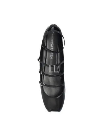 Buckled Straps Leather Ballerina Shoes Black - ALEXANDER MCQUEEN - BALAAN 2