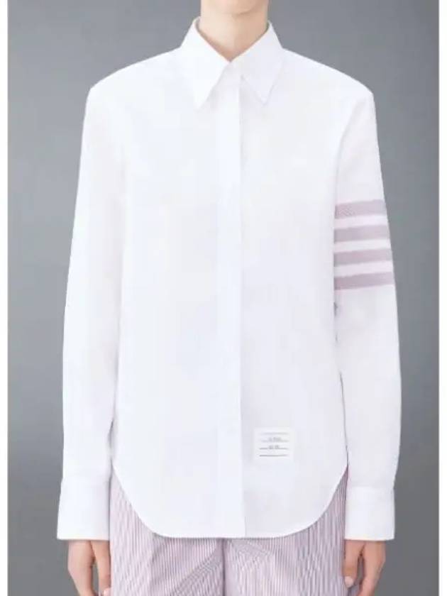 4 Bar Striped Cotton Long Sleeve Shirt White - THOM BROWNE - BALAAN 2