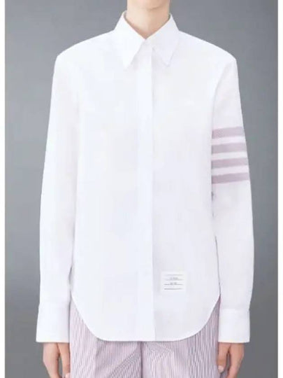 4 Bar Striped Cotton Long Sleeve Shirt White - THOM BROWNE - BALAAN 2