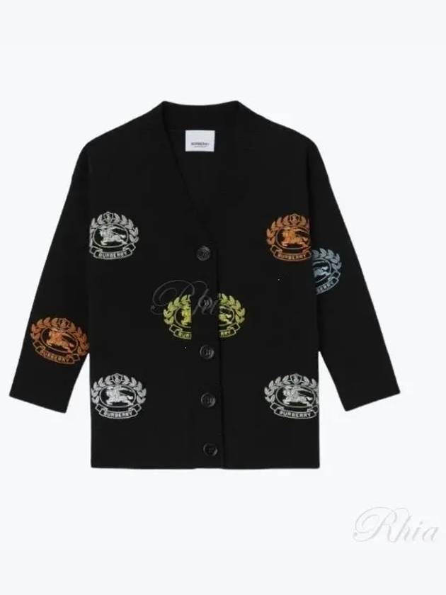 Kids All-Over Logo Wool Cardigan Black - BURBERRY - BALAAN 2