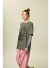 24 Bella Cat Mesh Layered TShirt_Pigment Gray - VIBEREEN - BALAAN 3