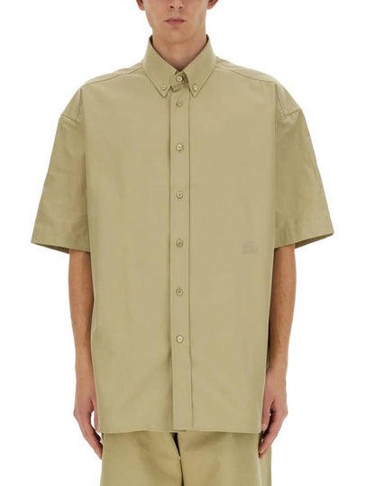 Cotton Oxford Short Sleeve Shirt Green - BURBERRY - BALAAN 2