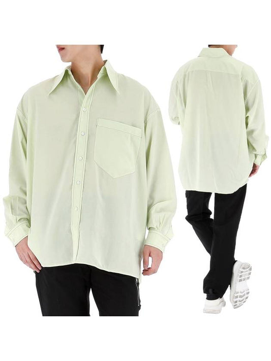 Men's Button Up Long Sleeve Shirt Light Green - ACNE STUDIOS - BALAAN 2