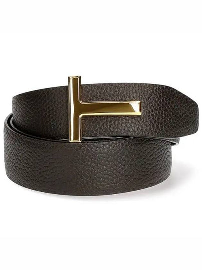 T Logo Reversible Leather Belt Black Brown - TOM FORD - BALAAN 2