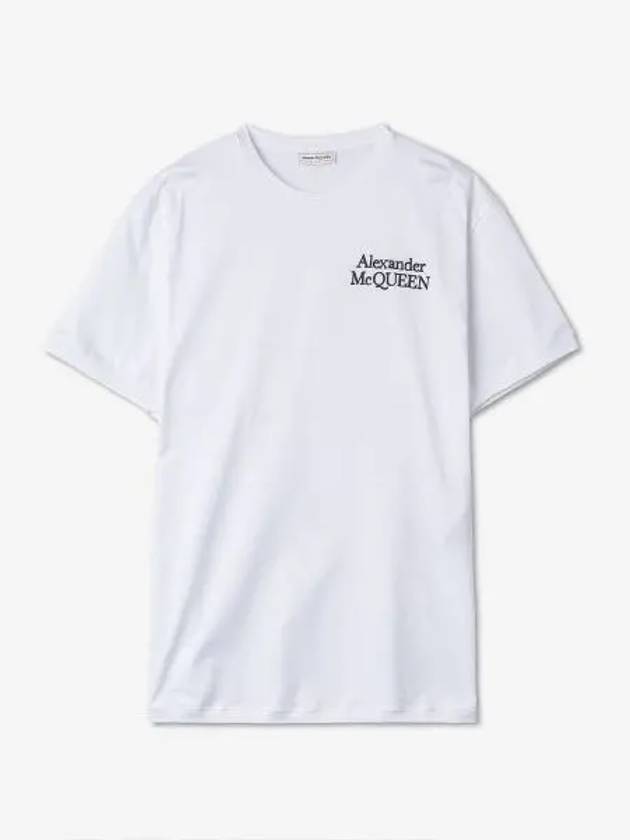 Embroidered Logo Short Sleeve T-Shirt White - ALEXANDER MCQUEEN - BALAAN 2