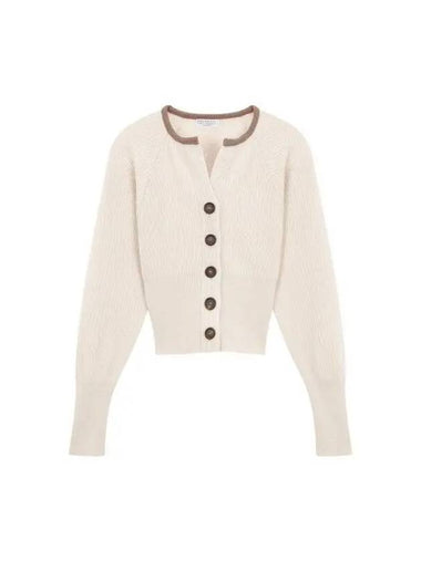 Women s Monili Neck Cashmere Knit Cardigan Beige 270491 - BRUNELLO CUCINELLI - BALAAN 1