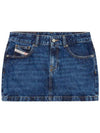 De-Ron Low-Rise Denim Short H Line Skirt Blue - DIESEL - BALAAN 1