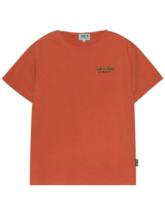 20 count single authentic logo embroidery regular fit boat neck unisex short sleeve tshirt orange - CODE I'M - BALAAN 1