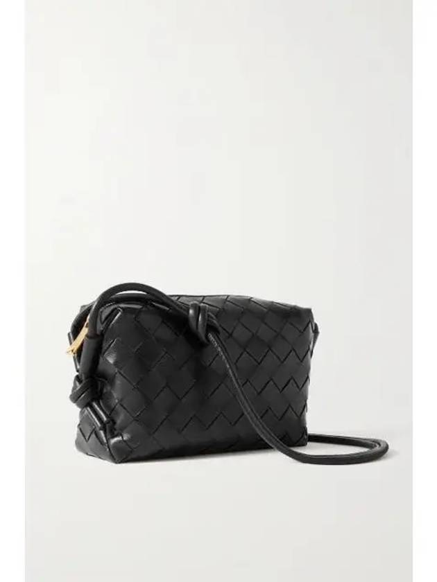 Intrecciato Loop Small Leather Cross Bag Black - BOTTEGA VENETA - BALAAN 3