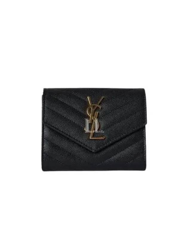 Matelasse Monogram Quilting Flap Half Wallet Black - SAINT LAURENT - BALAAN 2