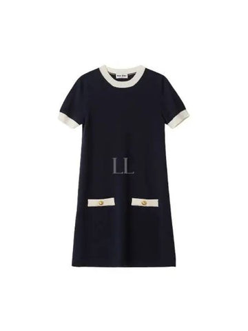 Cashmere mini dress navy MMA761F0008 - MIU MIU - BALAAN 1