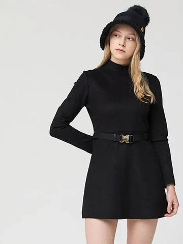 Golf Sleeved Belt Dress Black - HENRY STUART - BALAAN 1