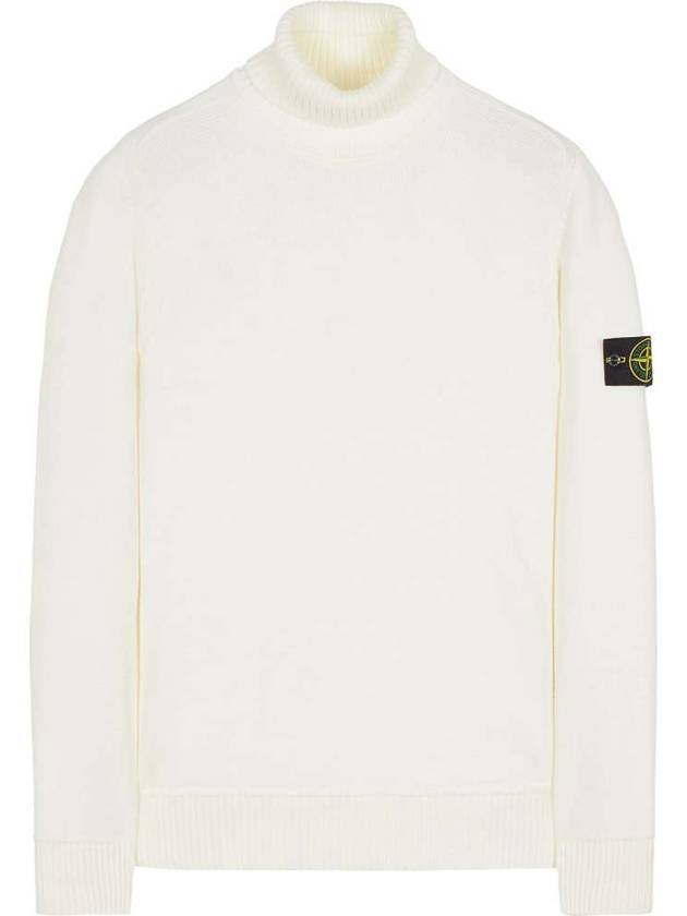 Waffen Patch Cotton Knit Turtleneck Off White - STONE ISLAND - BALAAN 1