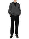 Red Heart Logo Merino Wool Cardigan Heather Grey - AMI - BALAAN 8