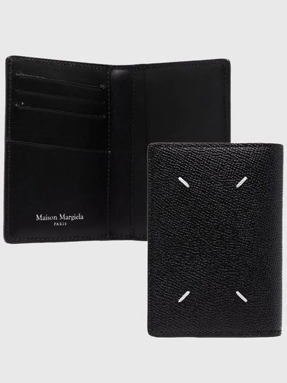 Stitched Bi-Fold Leather Card Wallet Black - MAISON MARGIELA - BALAAN 2