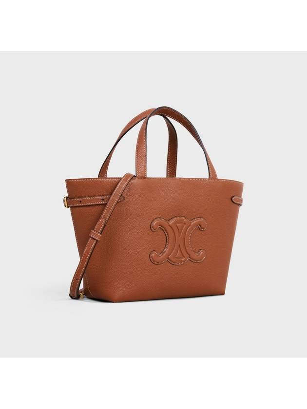 Mini Cabas Anais Cuir Triomphe Grained Calfskin Tote Bag Brown - CELINE - BALAAN 4