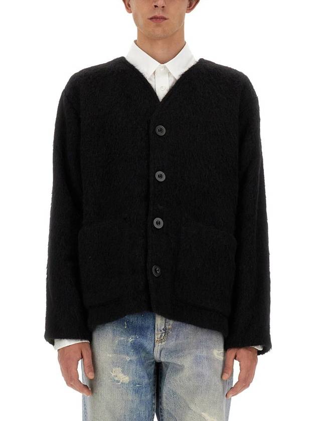 Mohair V-Neck Relaxed Fit Wool Cardigan Black - OUR LEGACY - BALAAN 4