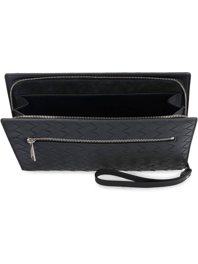 Intrecciato Zipper Small Clutch Bag Black - BOTTEGA VENETA - BALAAN 6