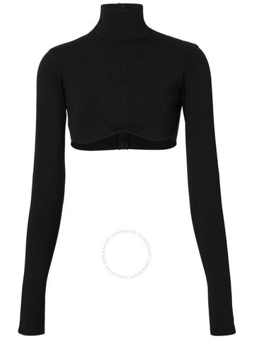 Burberry Ladies Black Long-Sleeved Stretch Nylon Cropped Top, Size X-Small - BURBERRY - BALAAN 1