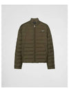 Triangle Logo Knit Collar Down Padded Jacket Military Green - PRADA - BALAAN 2