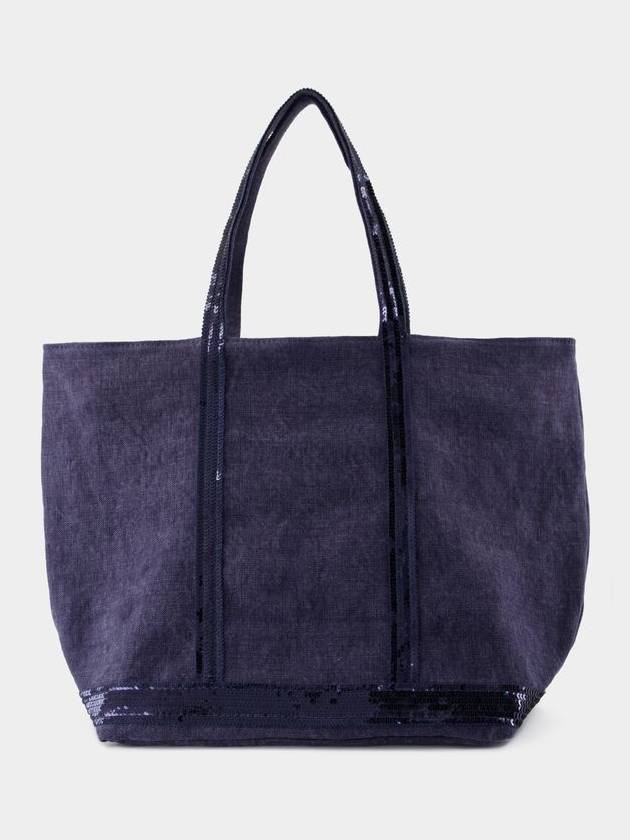 Cabas L Shopper Bag - Vanessa Bruno - Linen - Blue - VANESSA BRUNO - BALAAN 3