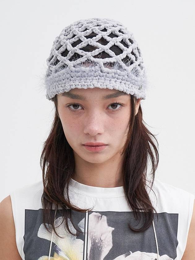 Chiffon Weaving Beanie Ice Grey - BROWN HAT - BALAAN 1