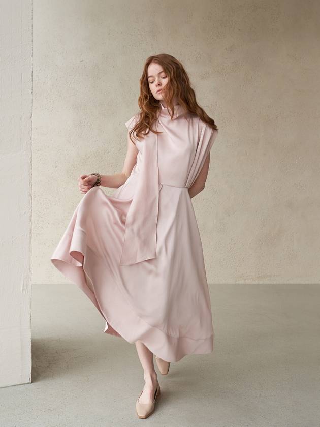 sleeveless slit drape unbalanced long dress_champagne pink - CAHIERS - BALAAN 1